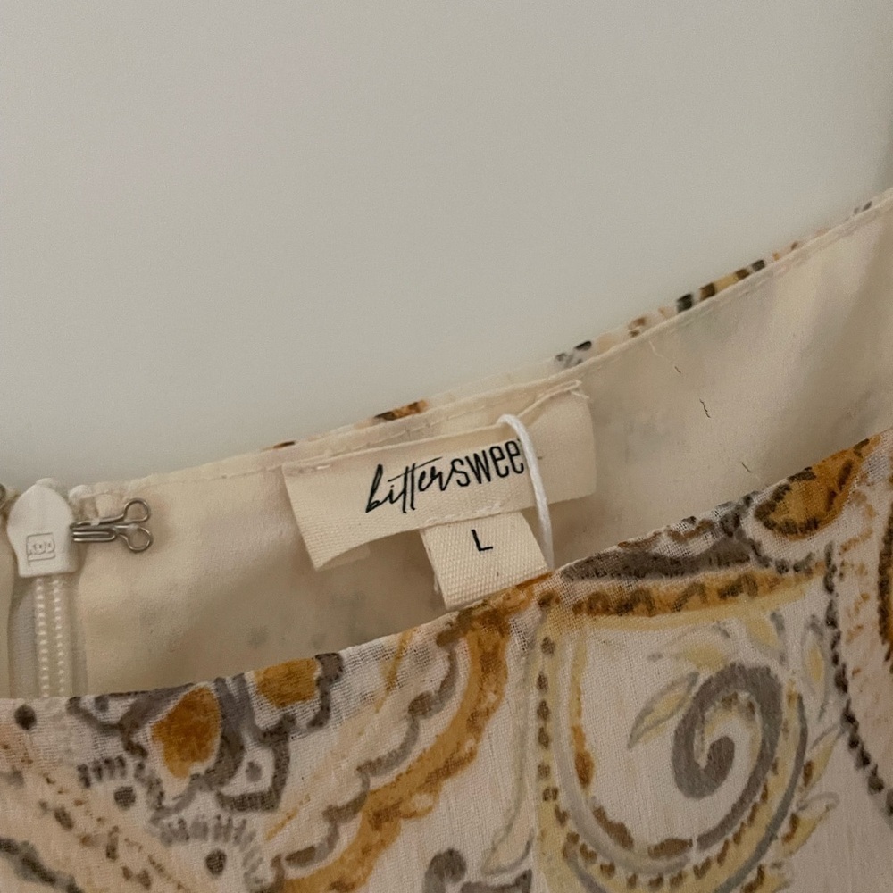Bittersweet Boutique Stevie Maxi Peasant Paisley Puff Sleeve Dress Mustard - Picture 7 of 9